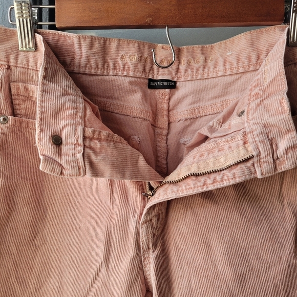 American Eagle Corduroy Pants Size 2 Super Stretch Soft Pink Color Rise 11" In - Picture 5 of 10